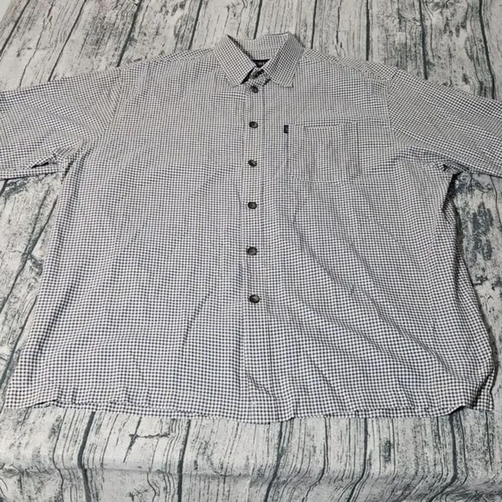 J.Crew Check Shirt Mens 2XL‎ Blue Short Sleeve Cotton Blend Button-Up EUC